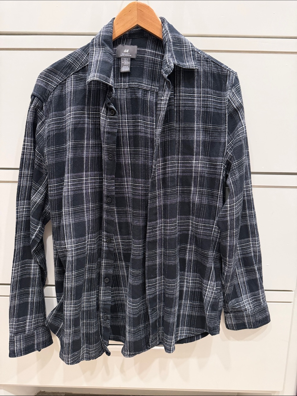 H&M Black & White Plaid Long-Sleeve Shirt